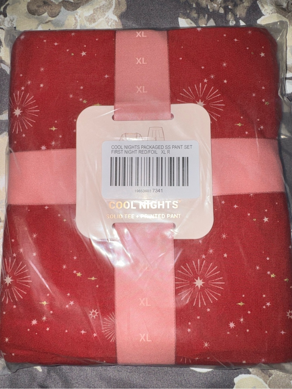 New XL Cool Nights Red Starburst Pajama Set